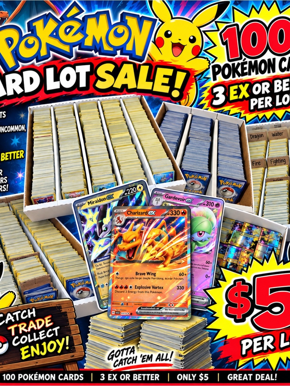 Pokemon Yellow & Blue Card Lot Sale